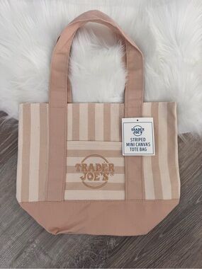 💞Limited Edition Trader Joe’s Mini Tote Bag - Light Beige Striped Summer 2026